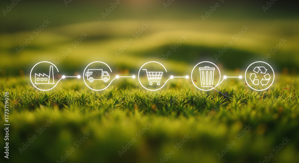 custom made wallpaper toronto digitalCircular economy concept sustainable supply chain eco friendly production transportation shopping waste management recycling green environment environmental responsibility