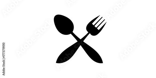 fork and spoon icon. illustration of a spoon and fork. silhouette of a fork and spoon