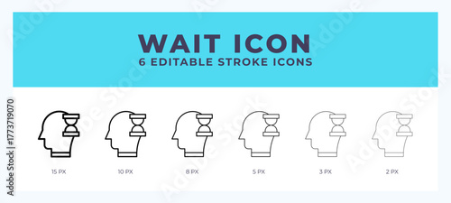 Wait icon symbol. Logo illustration thin line. Bold line vector icons. Editable stroke