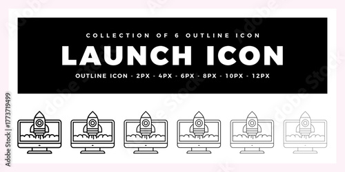 Pack of 6 Outline Vector Launch icon