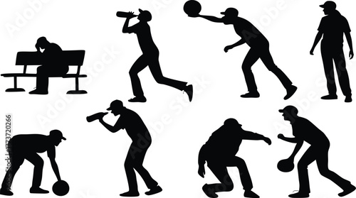 Dynamic figures capture diverse human actions and moments, perfect for creative projects and visual storytelling.