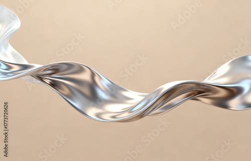 Wallpaper Mural The metallic texture of the ribbon elegantly swings against a solid color background Torontodigital.ca