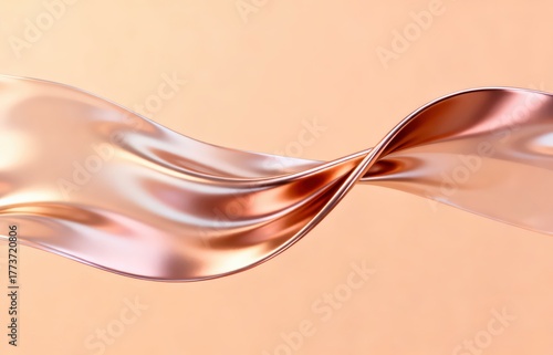 Wallpaper Mural The metallic texture of the ribbon elegantly swings against a solid color background Torontodigital.ca