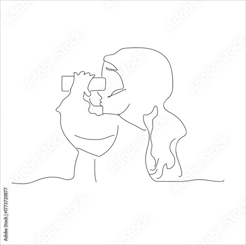 little girl using binoculars