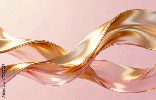 Wallpaper Mural The metallic texture of the ribbon elegantly swings against a solid color background Torontodigital.ca