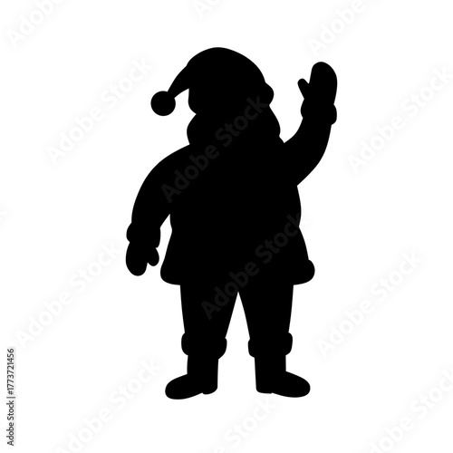 Santa Claus silhouette waving isolated on white background