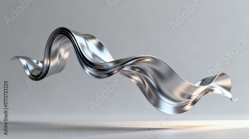 Wallpaper Mural The metallic texture of the ribbon elegantly swings against a solid color background Torontodigital.ca