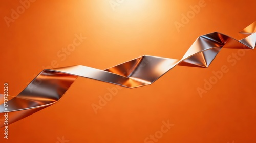 Wallpaper Mural The metallic texture of the ribbon elegantly swings against a solid color background Torontodigital.ca