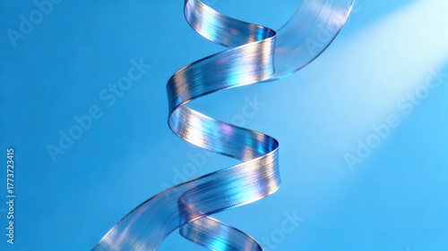 Wallpaper Mural The metallic texture of the ribbon elegantly swings against a solid color background Torontodigital.ca