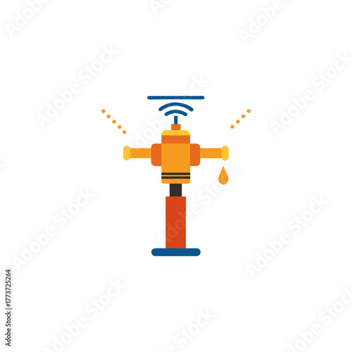 Smart irrigation sprinkler with wi fi signal and water droplet icon