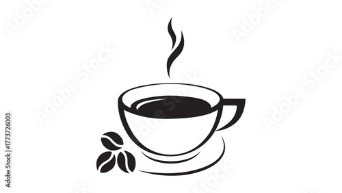 Coffee cup and beans on a white background. Vector illustration.