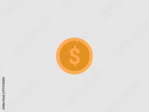 an orange coin with a dollar sign at its center