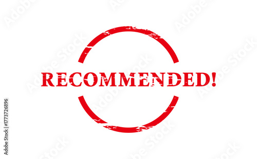 RECOMMENDED! - RECOMMENDED! text written on Red Rubber Stamp 
