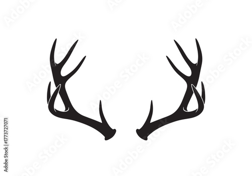 Deer Antlers Icon Black Silhouette Vector