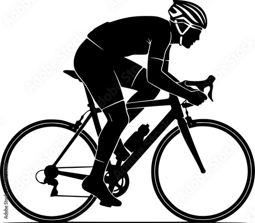 Road cyclist silhouette riding bicycle leaning forward vector on white background, road cyclist, bicycle, cyclist, silhouette, sport, vector, bike, riding, cycle, racing, fitness, exercise, activity