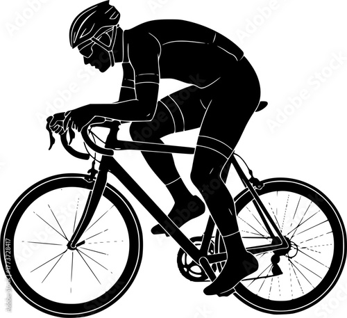 Road cyclist silhouette riding bicycle leaning forward vector on white background, road cyclist, bicycle, cyclist, silhouette, sport, vector, bike, riding, cycle, racing, fitness, exercise, activity