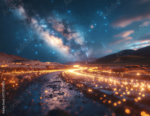 Ethereal Time Stream in Nebula Glow – Surreal Cosmic Landscape