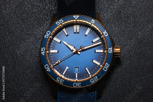 Wallpaper Mural Premium mens wrist watch with blue dial in bronze case Torontodigital.ca