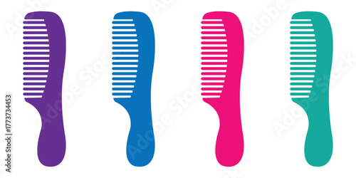 3D Minimal Hair Salon Icons Set – Scissors, Comb, Hair Dryer & Brush in Pink, Vector Isolated on White