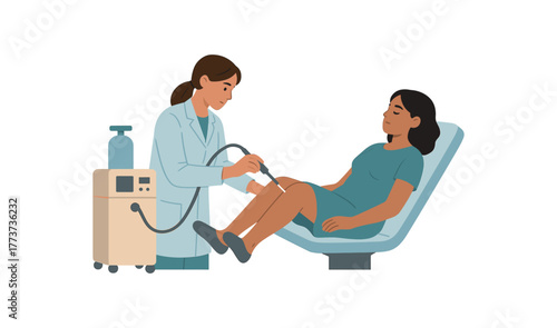 cryotherapy for cervical lesion minimally invasive women healthcare flat vector illustration style isolated on white background