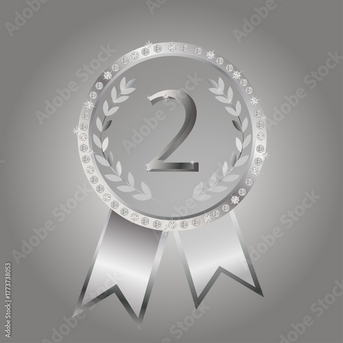 silver medal with ribbon