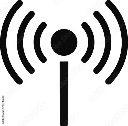 Black Wi- Fi Signal Icon on White Background wifi network