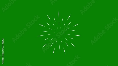 Circle fireworks line blast animation of circle burst motion graphics in After Effects pop up, Line, shiny, explosion.Circle burst transitions on green screen background. 4k explosion animation