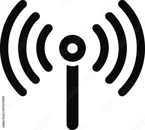 Solid Black Wi- Fi Antenna Symbol on White wifi signal