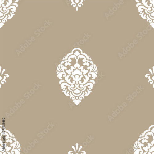 Damask modern seamless pattern element. Vintage classical old fashioned damask ornament, seamless texture for wallpapers, textile.