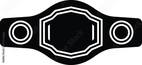 Black Championship Title Belt Icon Silhouette for Boxing Wrestling or MMA Award Vector