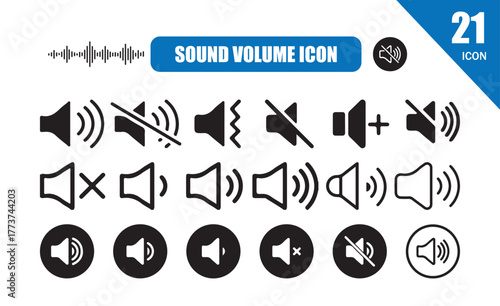 Sound Icon set. speaker mute icon sign. Volume Off symbol. mute, low, medium, and high volume sound symbols. volume control and loudspeaker button vector illustration eps 10