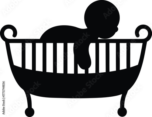 Silhouette of a Baby Sleeping in a Crib infant