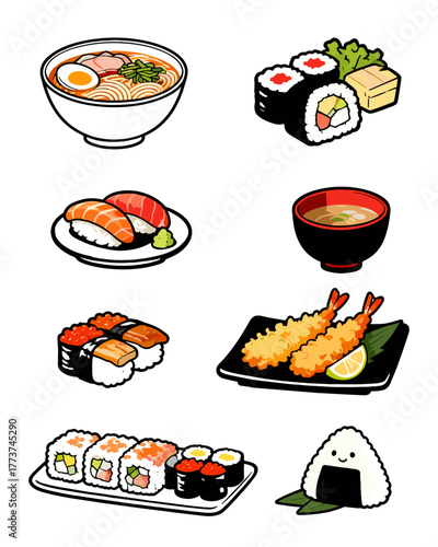sushi set vector illustration