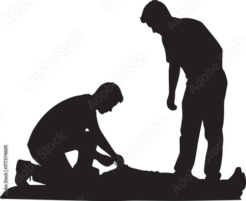 International volunteer day silhouette of people providing aid and care