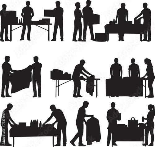 Diverse silhouettes showcasing international volunteer day activities and community support efforts