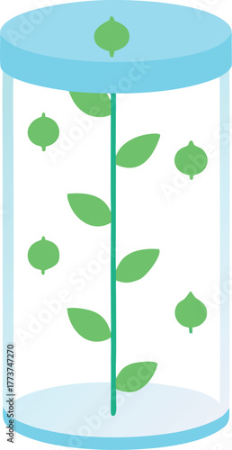 Transparent aquaponic cylinder with floating neon elements