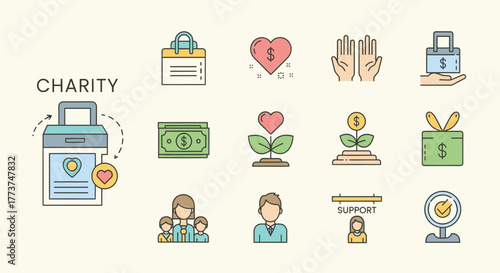 Donate to worthy causes and show your support with these icons for giving, fundraising, and charity events that bring communities together