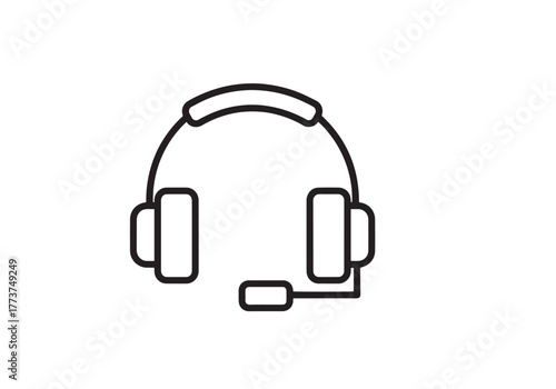 Headset, linear style icon. customer service or technical support. Editable stroke width.