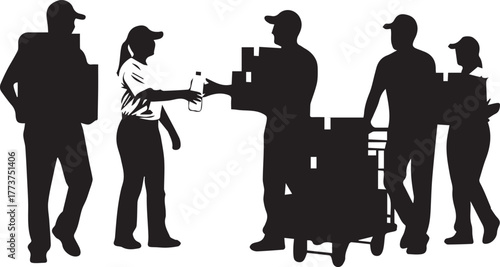 Diverse team of volunteers working together loading supplies for a charitable cause