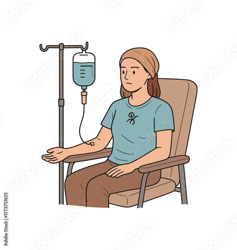 patient with autoimmune disease receiving infusion therapy hospital care and treatment flat vector illustration style isolated on white background