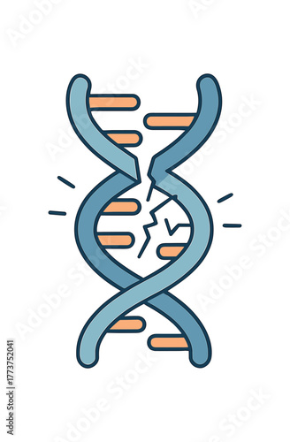 genetic disorder visualized as broken DNA strand symbolizing inherited condition flat vector illustration style isolated on white background