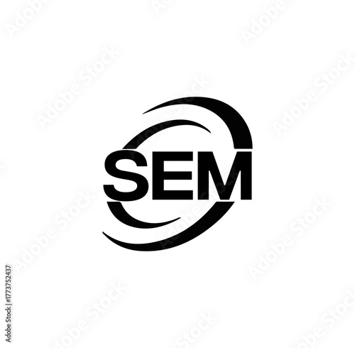 SEM set ,SEM logo. S E M design. White SEM letter. SEM, S E M letter logo design. Initial letter SEM letter logo set, linked circle uppercase monogram logo. S E M letter logo vector design.	
