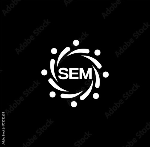 SEM set ,SEM logo. S E M design. White SEM letter. SEM, S E M letter logo design. Initial letter SEM letter logo set, linked circle uppercase monogram logo. S E M letter logo vector design.	