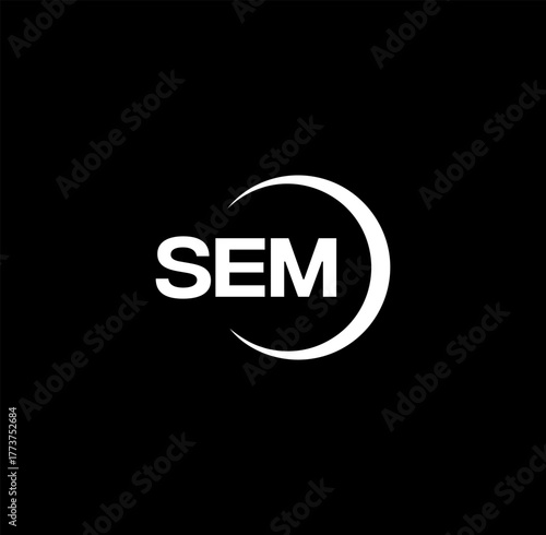 SEM set ,SEM logo. S E M design. White SEM letter. SEM, S E M letter logo design. Initial letter SEM letter logo set, linked circle uppercase monogram logo. S E M letter logo vector design.	