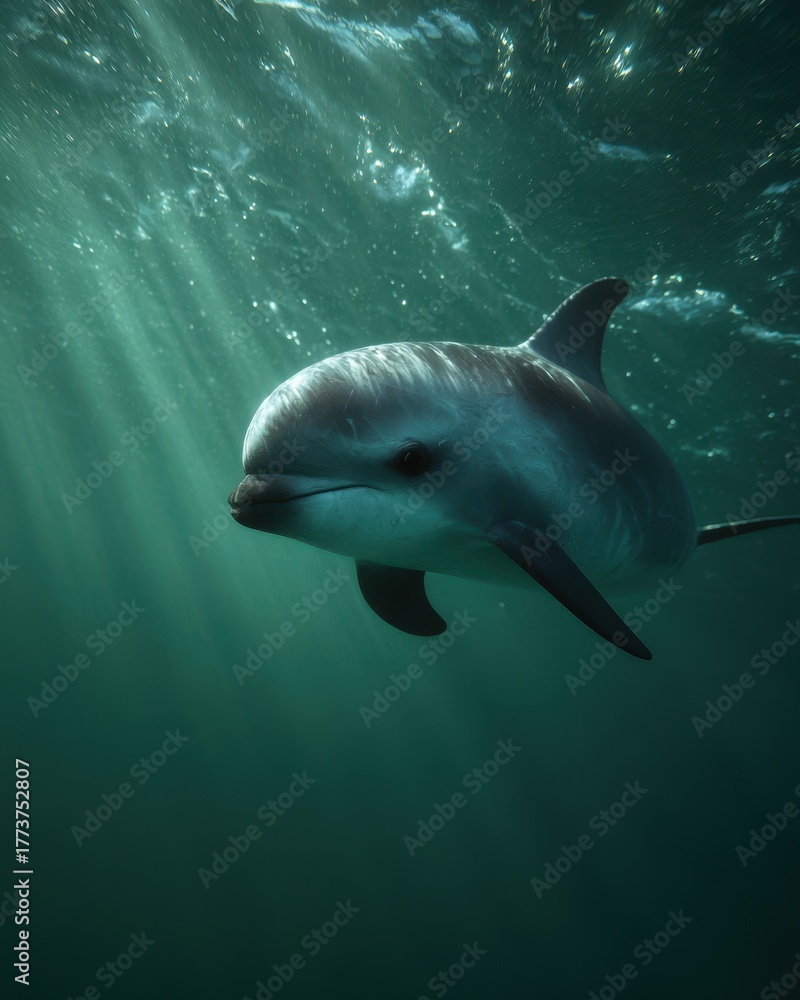 Obraz premium Dolphin swimming gracefully in clear ocean waters