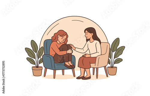 emotional safety space psychological support and empathetic environment flat vector illustration style isolated on white background