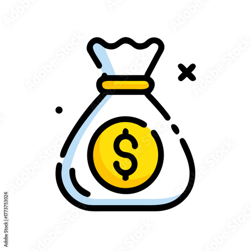 Secure Your Financial Future: Unlock Wealth and Prosperity with This Iconic Money Bag Symbol - Invest Today for a Brighter Tomorrow, Simple Vector Style
