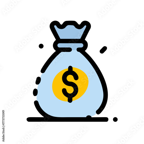 Secure money bag icon symbolizing wealth, investment, and financial success with a prominent dollar sign for business and economic concepts
