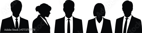 Business silhouette, corporate team, professional attire, office people, formal clothing, teamwork, leadership, diversity, career, workplace, concept, design, illustration, success, collaboration