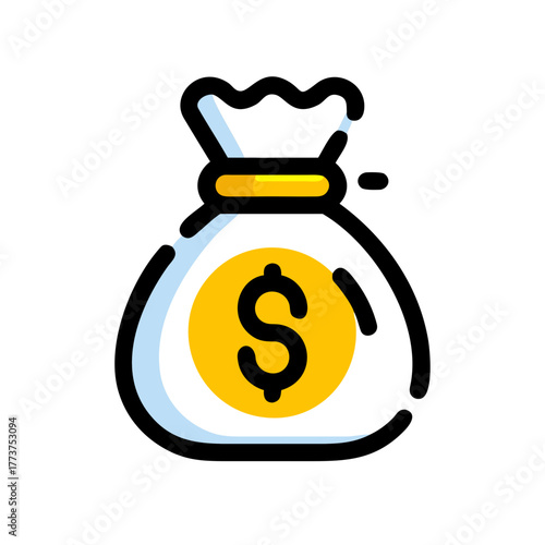 Iconic money bag symbol representing financial success, wealth, and economic prosperity for business and investment themes